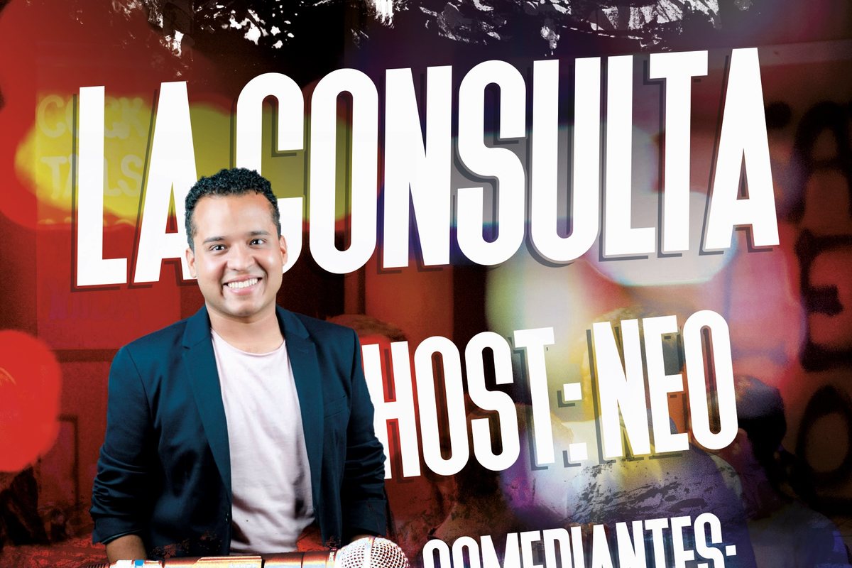 Afiche de una de las primeras ediciones de La Consulta, anunciando a Neo como host
